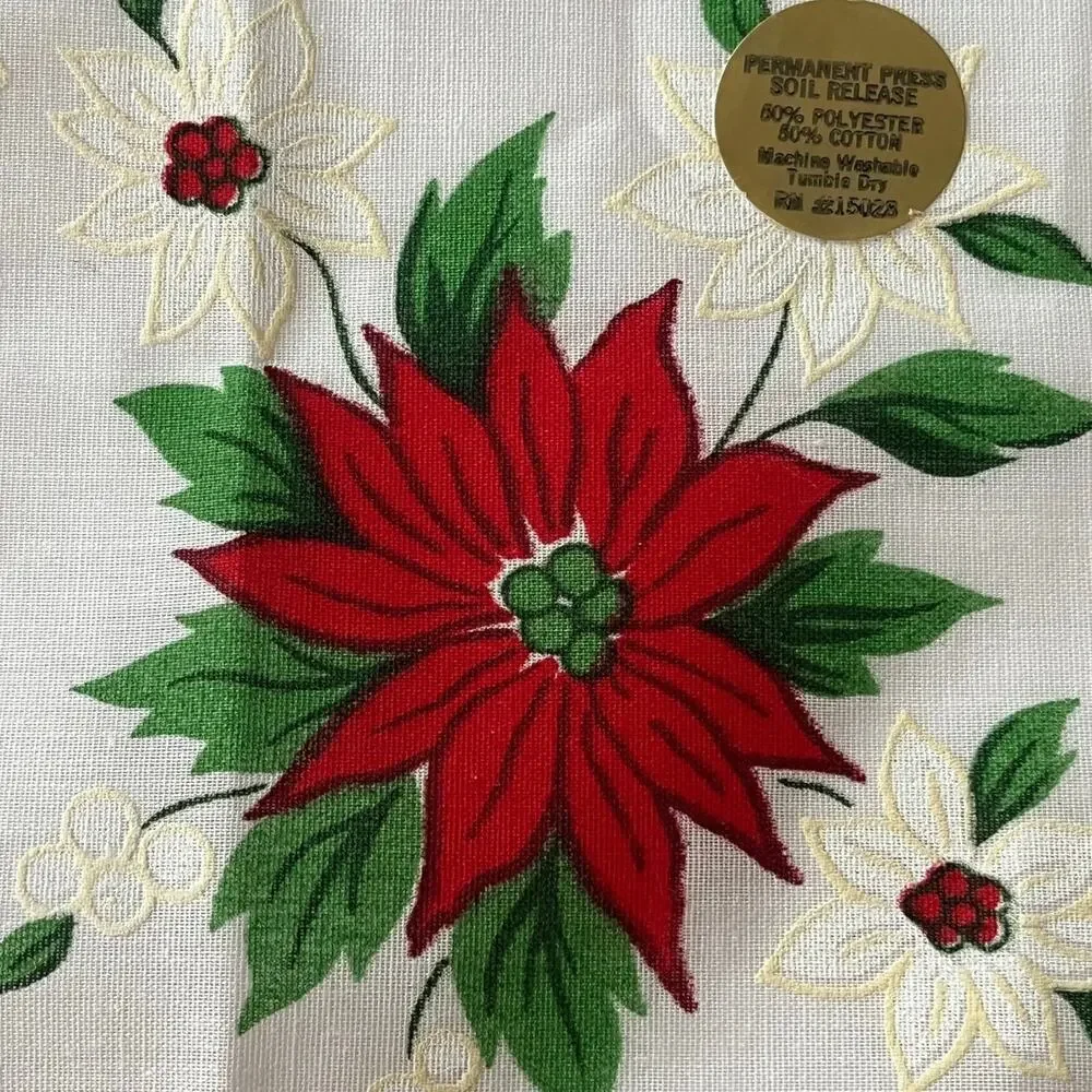 17 x 17 Poinsettia Flower Napkins Set of 3 Fabric Upcycling Holidays Red
